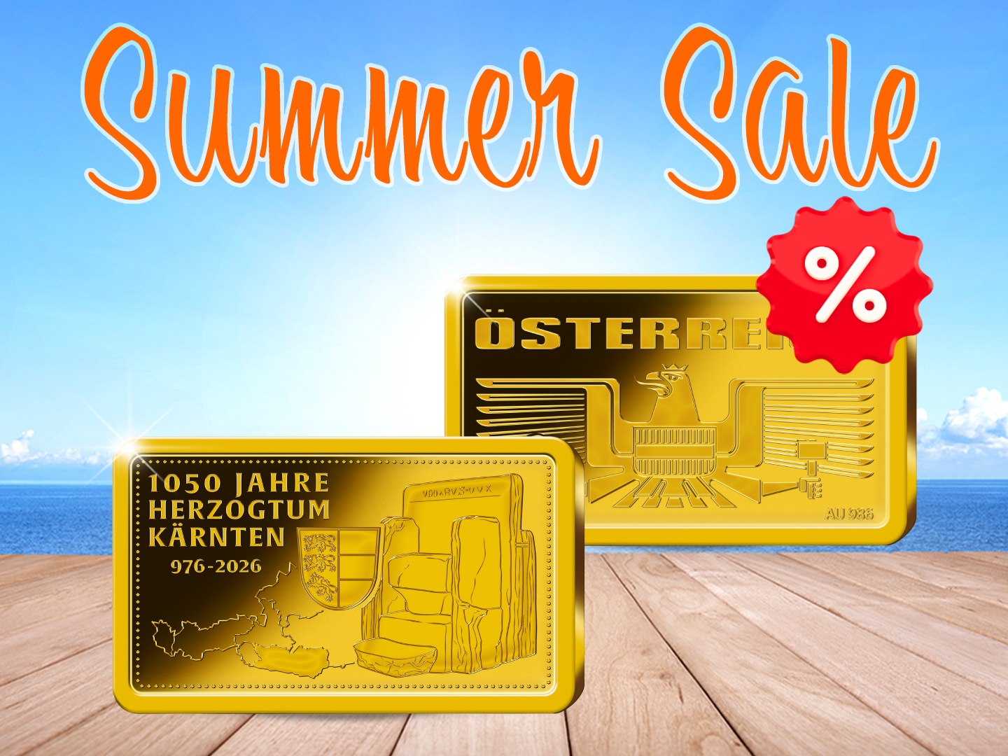Summer Sale - Jubiläums-Goldbarren "1.050 Jahre Herzogtum Kärnten"
